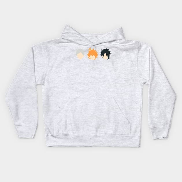 The promised neverland minimal characters Kids Hoodie by ballooonfish